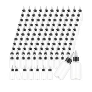 1oz Plastic Squeeze Bottles with Twist Cap Lids 30ml Clear Dispensing Bottles Empty for Sauces, Oil, Paint, Tattoo Ink, Crafts (Clear)