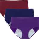 POKARLA Women's High Absorbency Period Cotton Underwear Heavy Flow Leakproof Panties(Regular&Plus Size) (XX-Large, Multicolor01)