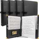 GraduatePro Sheet Music Choir Folder Black, 3 Rings Binder 12.5" x 10" Piano Music Binder with Elastic Band,10 Pockets for Sheets 8.5 * 11/A4, Pack of 5