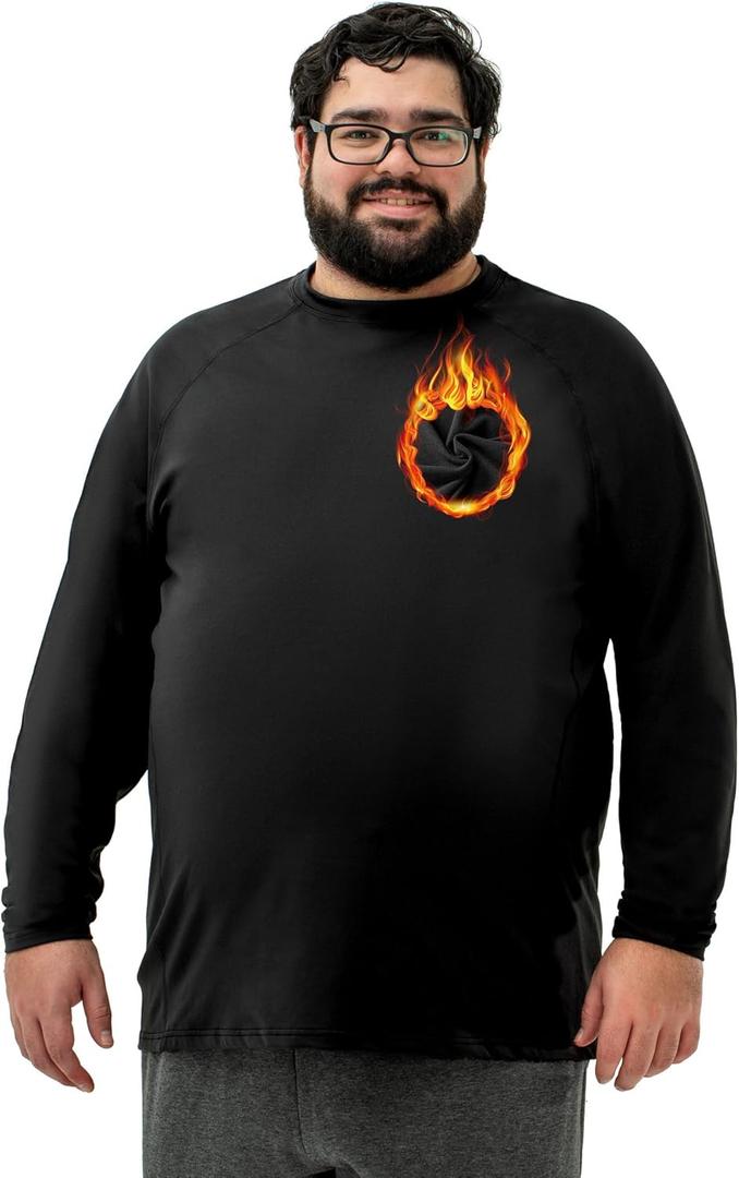 BRISIRA Big and Tall Thermal Shirts for Men Fleece Lined Long Sleeve Base Layer Soft Warm Undershirts Seamless & Tag Free (4X-Large, Black)