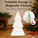 19.7in Giant Light Up Honeycomb Paper Christmas Tree, Indoor Christmas Decorations and Holiday Centerpieces for December Holiday Season Home Office and Xmas Party Supplies