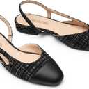 DREAM PAIRS Slingback Ballet Flats for Women Square Cap Toe Low Heel Dress Shoes Comfortable Work Flats for Office Party Wedding Business Casual (7, Black-fabric)