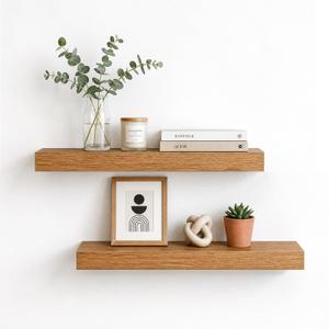 INHABIT UNION 20in Oak Floating Shelves for Wall, Set of 2, Decor Storage