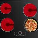 4 Burner Electric Cooktop, 24 Inch Built-in Electric Stove Top, 220-240v Radiant Cooktop with Child Lock, Touch Control, Residual Heat Indicator, Overheat Protection, Hard Wire (No Plug), 4 Burners - 24 Inch - 6000w