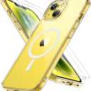 Miracase Magnetic for iPhone 14 Case 6.1 inch (Compatible with MagSafe)with 2X Screen Protectors Military-Grade Protection, Anti-Fingerprint Translucent Matte Phone Case Cover, Clear