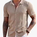 COOFANDY Men's Knit Shirts Short Sleeve Button Down Polo Shirt Fashion Casual Summer Beach Shirts, Size M