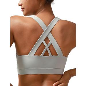 RUNNING GIRL Sports Bra for Women, Criss-Cross Back Padded Strappy Sports Bras Medium Support Yoga Bra with Removable Cups, Large 
