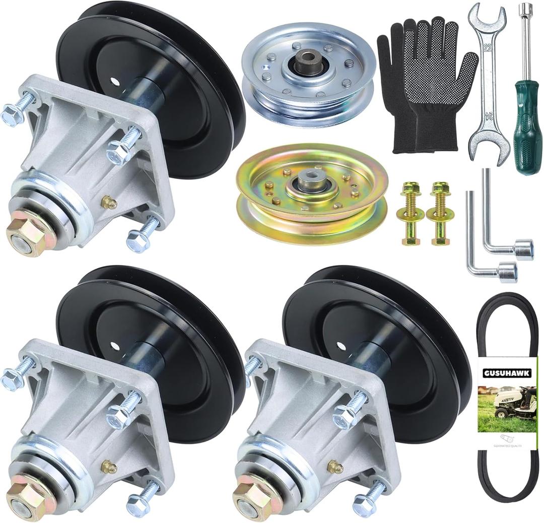 3 Pack Pre-Greased 918-0660 Spindle Assembly with 756-04129 756-0627D Idler Pulley 754-04153 Belt Replaces 618-0660, 918-0625B, 618-0625, 918-04137A for Cub Cadet i1046 LT1045 LT1046 Tractors