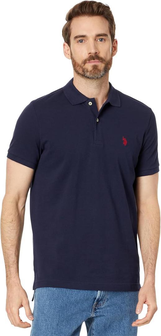U.S. POLO ASSN. Men's Slim Fit Solid Pique Polo Shirt, Classic Navy, Size M