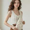 Corduroy Crossbody Sling Bag for Women, Cross Body Sling Chest Bag for Shopping (Strawberry)