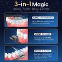 Electric Toothbrush with Water Flosser Combo, 3-in-1 Sonic Flossing Toothbrush and Dental Water Flosser for Teeth Cleaning, Gum Care, Braces, Bridges, Adults, 5 Brush Modes, 500ML, Black
