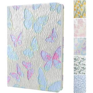 Premium A5 Notebook  200 Pages, 120GSM, Lined, Embossed Fabric Cover, Ink-Proof Paper (butterfly)