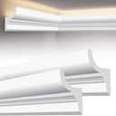10-Pack 39.37″(Total 32.8 Ft) White Ceiling Crown Molding Trim with LED Duct Kit Decorative Ceiling Crown Moulding Trim,Installed with Glue (Not Included)