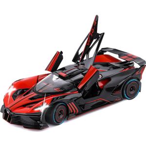 Toy Car Model for Bugatti Compatible with 1:24 Bugatti Bolide Alloy Diecast Car Toy with Lights and Music, Pull Back Car Toys for Kids Boys Girls Gift (Red)