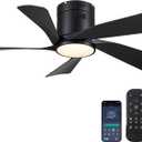 Black Ceiling Fans with Lights - 36" Flush Mount Low Profile Ceiling Fan with Remote/App, Dimmable and 3CCT, Reversible, Modern Ceiling Fan Light for Indoor Bedroom, Kids Room