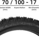 70/100-17 2.50/2.75-17 Motorcycle Tire and Inner Tube Off Road Fit for Coolster TaoTao 110cc 125cc 140cc QG-214 X-M125 125cc C70 CL70 CR80 CR80R CR80RB CRF80F CRF100F CRF125F CRF150R CT90 CT110 XR100R