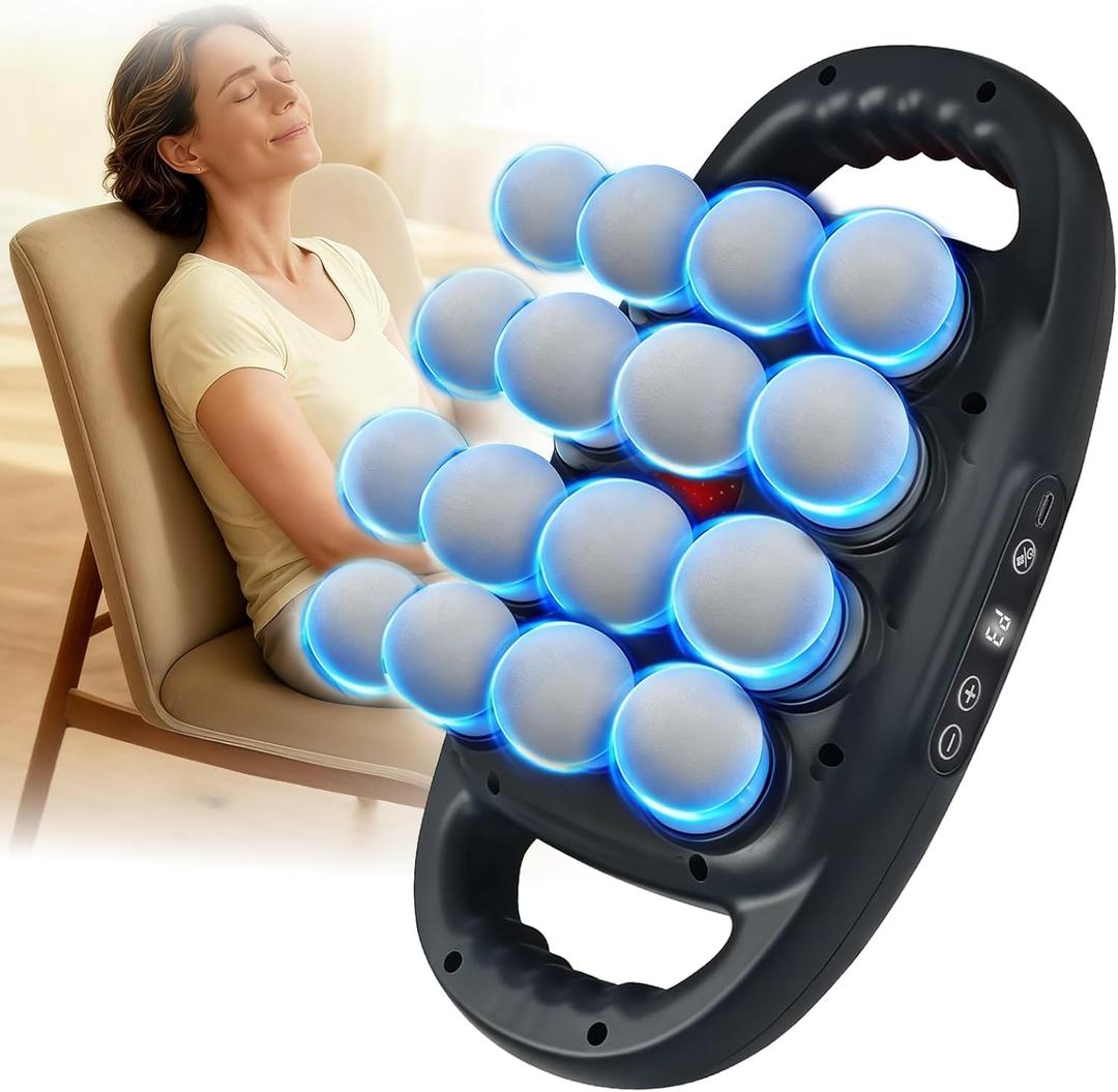 16 Head Massage, Deep Tissue Percussion Massager with 9 Intensity Levels for Neck, Back, Shoulders, Legs Pain Relief & Recovery