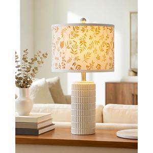 PoKat 23'' Dried Flowers Table Lamp for Bedroom Nightstands, Birthday Gifts for Women Mom, House Warming Gifts New Home Decor, Ceramic Lamp for Living Room Nursery, Modern Bedroom Lamp for Dresser