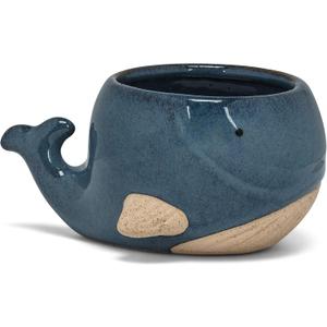 Abbott Collection Stoneware Whale Planter - Small (2" H)