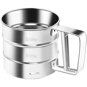 KitchenTools Stainless Steel Fine Mesh Sieve Flour Sifter Flour Cup Sifte A unique gifts for baking enthusiasts(Silver)