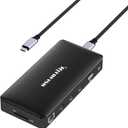 USB C Laptop Docking Station Dual Monitor, 15 in 1 Multiport Adapter with 4K Triple Display Compatible for MacBook/Dell/HP/Lenovo (2 HDMI, DP, VGA, USB Ports, RJ45, SD/TF, Mic/Audio, PD) Dark Black