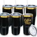 20 oz Tumbler Bulk Stainless Steel Tumblers with Lids and Straws Black