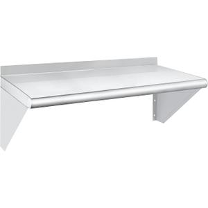 HARDURA Stainless Steel Shelf 12" x 24", 210lb Commercial Shelves Wall Mount Metal Shelving with Backsplash and Brackets for Kitchen, Restaurant, Laundry Room and Home