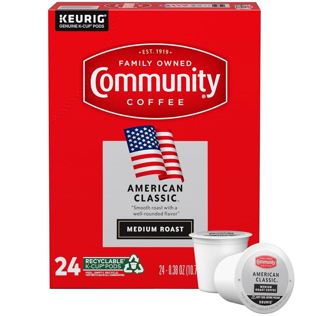 Community Coffee American Classic 24 Count Coffee Pods, Medium Roast, Compatible with Keurig 2.0 K-Cup Brewers, 24 Count (Pack of 1), Best By 08 DEC 2025