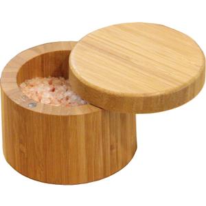 2 x Round Bamboo Salt Box Eco-Friendly, 100% Organic bamboo, Professional-Grade,The best salt storage container on the market.