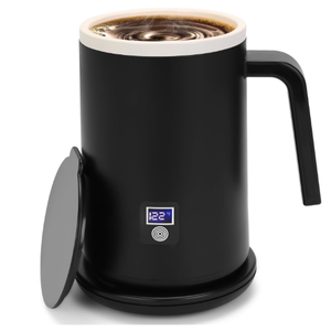 12oz Self Heating Coffee Mug, Temperature Controlled Smart Mug for Home Office, 3-5 Hours Battery Life, Ceramic Coating Auto Heated Coffee Cup with Charging Coaster, Temperature Display, Black