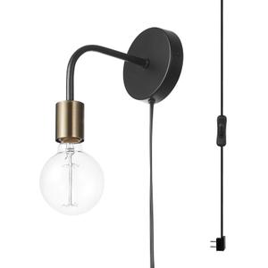 GLOBE Electric 52111 Holden 1-Light Long Arm Plug-in or Hardwire Wall Sconce, Matte Black, Bulb Not Included