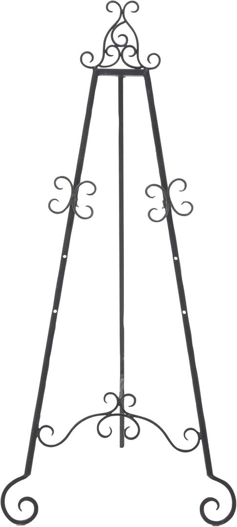 Deco 79 Metal Scroll Display Easel Large Adjustable 3 Tier Floor Standing Easel with Chain Support, Display Stand 21" x 22" x 46", Black
