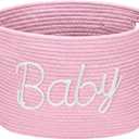Meanplan Baby Shower Gifts Basket with Handles Large Baby Nursery Cotton Rope Basket Gifts Stuffers Storage for Newborn Room Storage, 15 x 10 x 9 Inch(Pink)