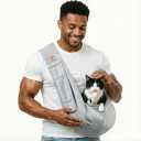 Tomkas Small Dog Sling Carrier - Cat Sling Carrier - Classic Pocket & Classic Strap - for 2-7 lbs Pets(Grey)