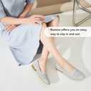 Rominz Women's Flats Shoes Comfortable Black PU Leather Ballet Flats for Women Casual Round Toe Dress Shoes Slip on Shoes Lightweight Foldable(Grey,US5)