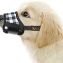 HEELE Dog Muzzle,Soft Nylon Muzzle Anti Biting Barking Chewing,Air Mesh Breathable Drinkable Adjustable Loop Pets Muzzle for Dogs 4 Colors 4 Sizes (P-Black White Plaid, M)