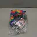 Mepase 4 Pcs Halloween Book Character Costumes Accessories for Women Rainbow Striped Shirt Black Short Curly Wigs and Pink Bow Hairpin Costume Adult Cosplay Dress Kit