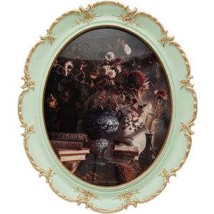 Oval Frame 8x10 - Soft Green Gold Vintage Picture Frames 8x10, Antique Ornate Frames 8 X 10 With Glass Front For Tabletop Photo Display And Wall Hanging, Frame 8 By 10