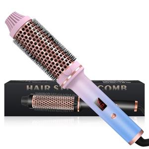 Thermal Brush,10 Temperatures LCD Display Upgrade to 400°F 1.5 in Heated Round Brush Curling Iron Heated Ceramic Tourmaline Ionic Comb 110-240V Volum