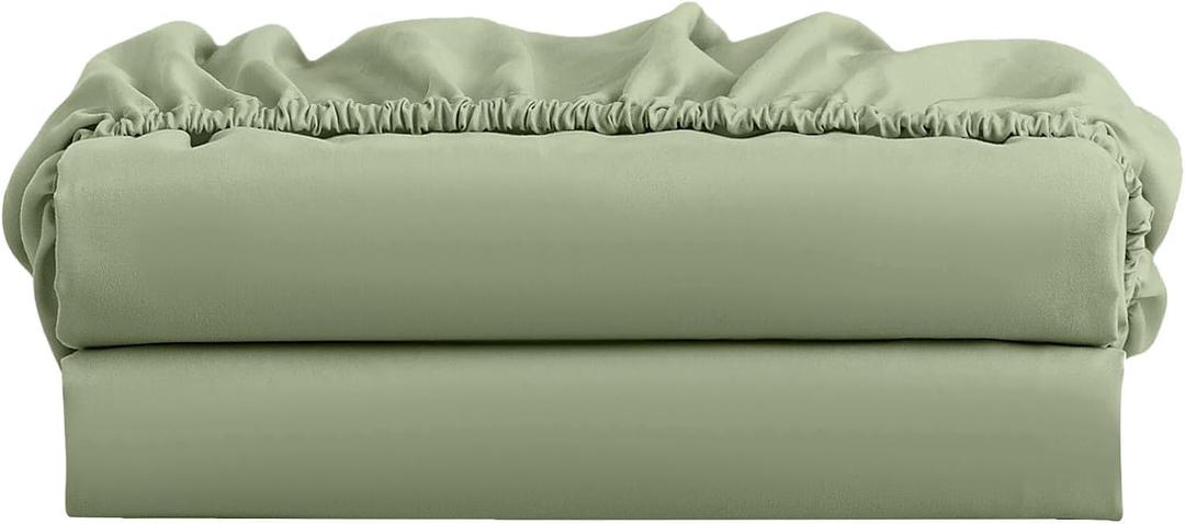 FreshCulture Twin Fitted Sheet 2 Pack - Hotel Quality - Ultra Soft & Breathable - Brushed Microfiber - Deep Pocket - Cooling Fitted Sheets - Sage Green