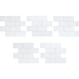Aspect Peel and Stick Collage Tile in Carrara Subway (5 Pack)