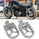 JMTBNO CNC Wide Fat FootPegs Silver 360°Roating Foot Pegs Pedals Footrest MX Chopper Bobber Motorcycle Accessories Compatible with Harley Davidson Dyna Fatboy Sportster Iron 883