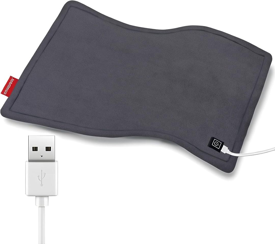 USB Heating Pad, 5V Travel Heat Pads for Airplane, Camping, FSA HSA Eligible 3 Heat Settings, Auto Off, USB Powered Small Heating Pad for Pain Relief, 16"x 12", Non-Chargeable