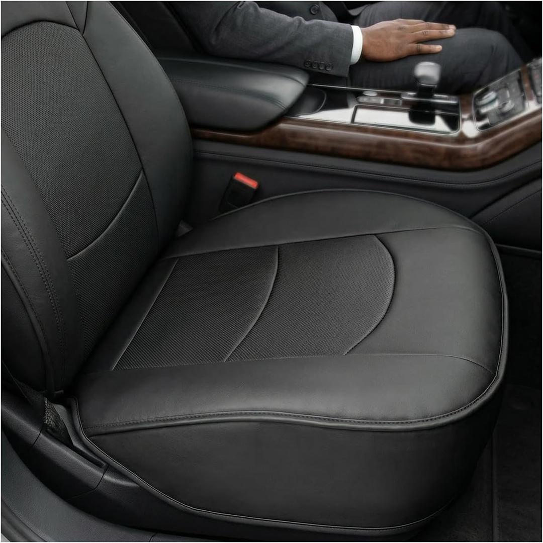 Car Seat Bottom Cover, Scratch Resistant Leather Auto Front Seat Protector with Storage Pocket, Anti-Slip Seats Cushion Covers for Sedans SUVs Trucks, Car Accessories