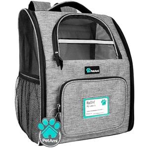 PetAmi Dog Backpack Carrier for Small Large Cat, Pet, Puppy, Ventilated Pet Hiking Backpack Travel Bag, Airline Approved Cat Backpack Carrier, Camping Biking Dog Bag Up to 18lbs Pet, Grey