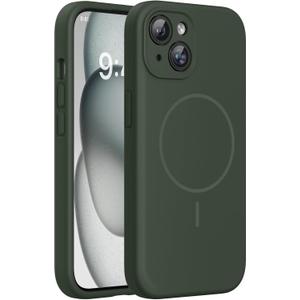 Miracase Compatible with iPhone 15 Case, [Soft Anti-Scratch Microfiber Lining], Liquid Silicone Case Gel Rubber Shockproof Drop Protection Phone Case for iPhone 15, Dark Green