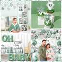 Baby Its Cold Outside Baby Shower Decorations, Green Winter Baby Shower Decorations Winter Wonderland Tablecloth Banner Backdrop Balloon Box Cupcake Topper Hanging Swirl for Boy Girl Gender Reveal