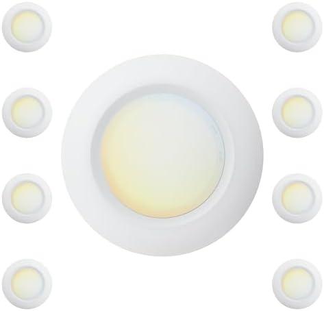 JULLISON 9 Inch LED Disk Light 5CCT Field Selectable Low Profile Recessed & Surface Mount Ceiling Light (8 Packs)