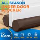 2 Pack Under Door Draft Stopper - Bottom Door Gap Filler & Seal - Fits 30” to 36” Door, Block Cold Air, Noise, Sound, Wind, Bugs, Easy to Install, Double Side Block, No Adhesive, Brown