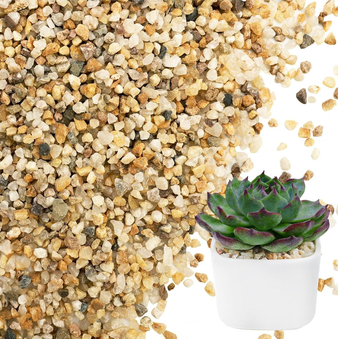 NUPICK 3-5mm Coarse Sand for Plants, 3lb Horticultural Grit for Succulents, Desert Silica Sand for Cactus, Decorative Gravel for Landscaping, Gold Grit for Aquariums, Bonsai, Vases Fillers